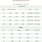 Size chart for Changgan Temple outfit featuring measurements for sleeves, bust, height, and weight for various sizes.