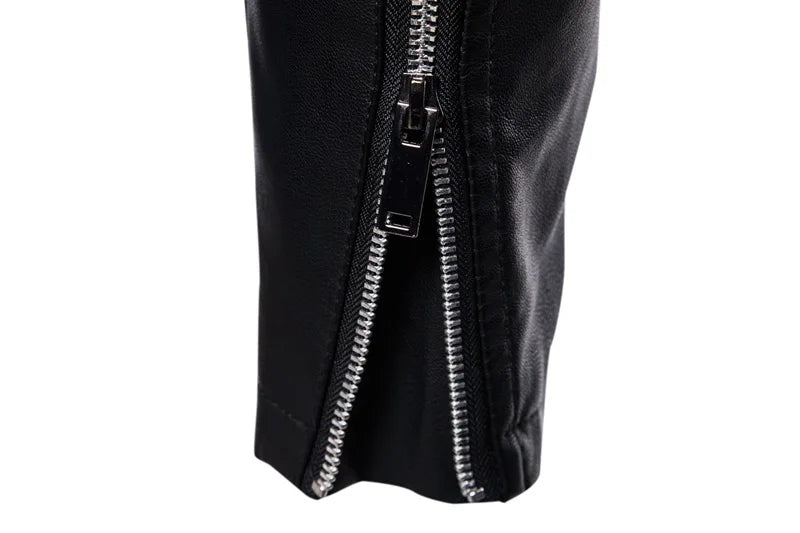 Men Faux Leather Motorcycle Jacket