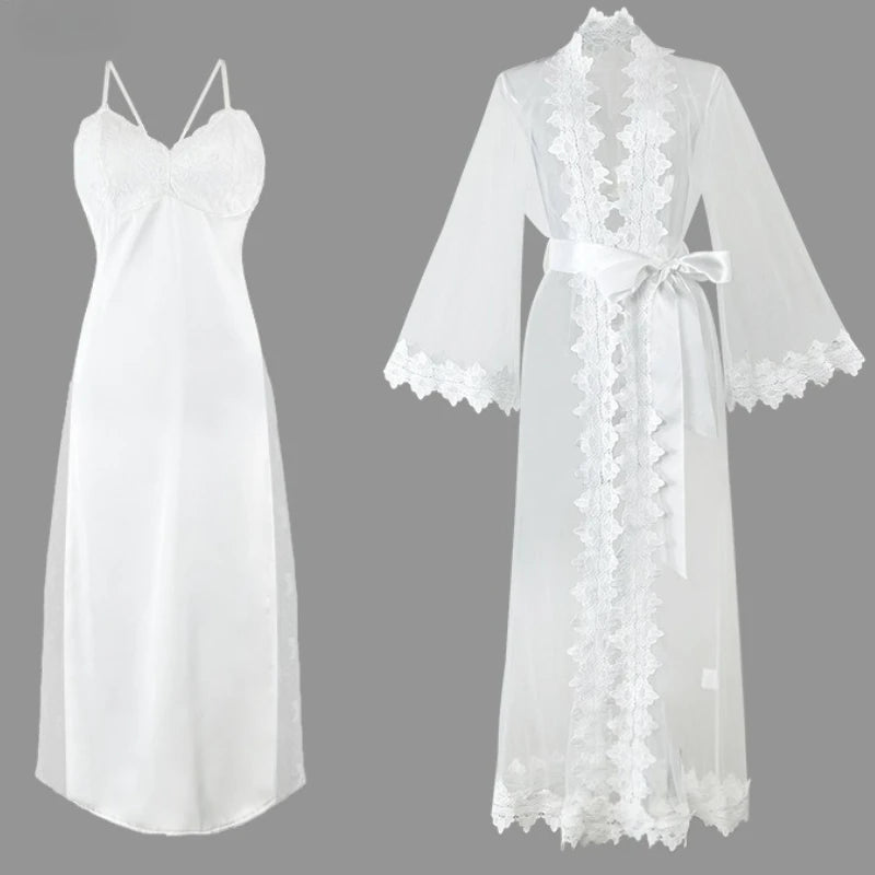 Women Lace Nightgown 3-Piece Set