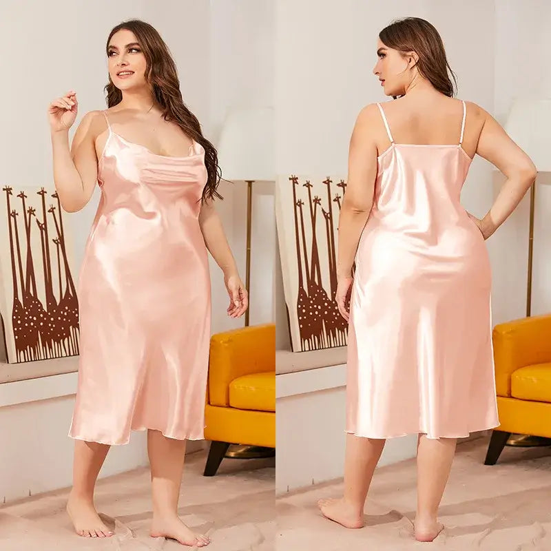 Women Satin Chemise Nightdress Plus Size Sleepwear