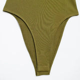 Women Ribbed Strappy Snap Bodysuit