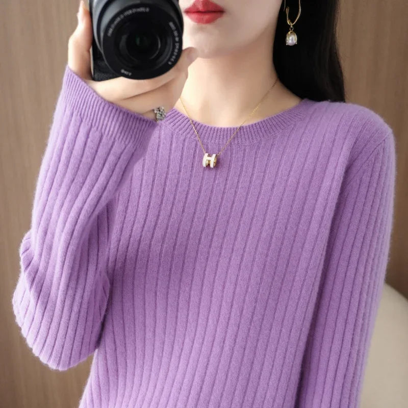 Women's Autumn Stripe Knit Pullover