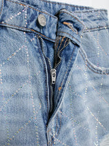 DazzleLine™ – High Waist Hot Diamond Shorts (Raw Edge, Straight Fit)