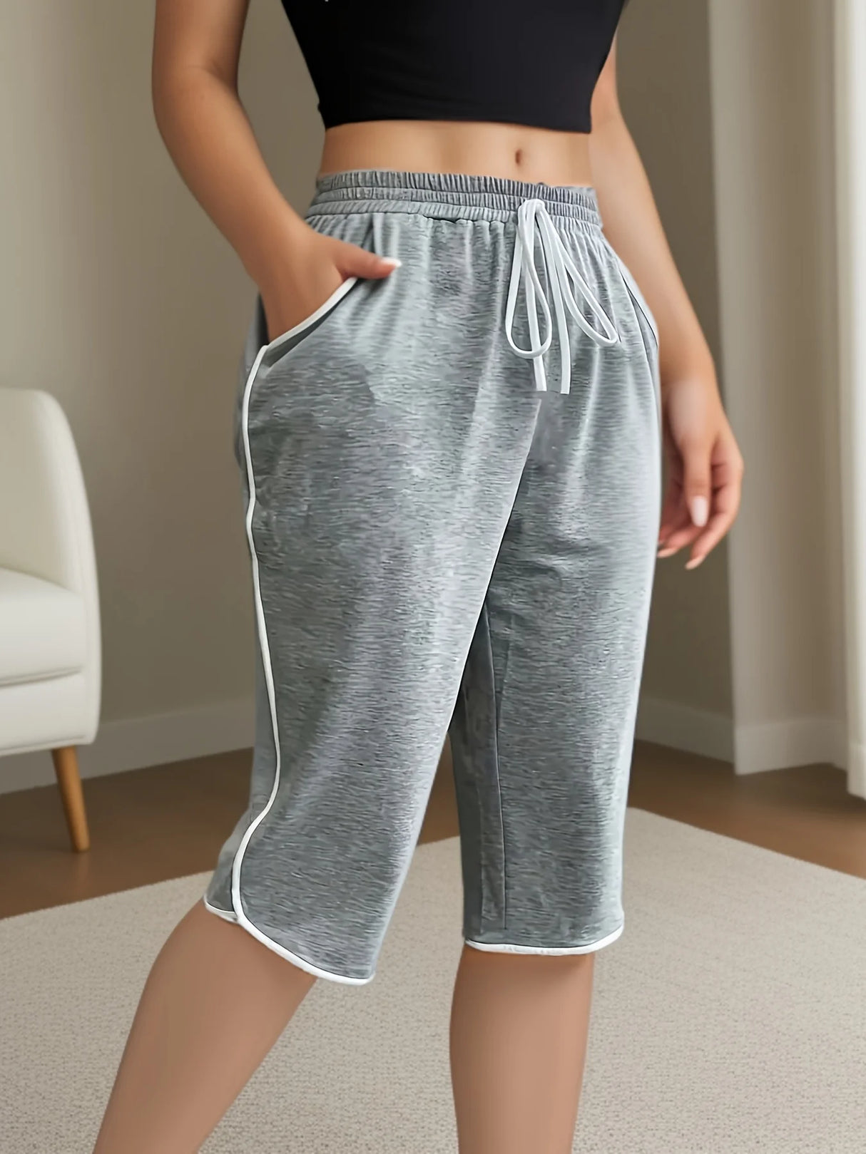 Women's Plus Size 3/4 Pants – Stretchy Casual