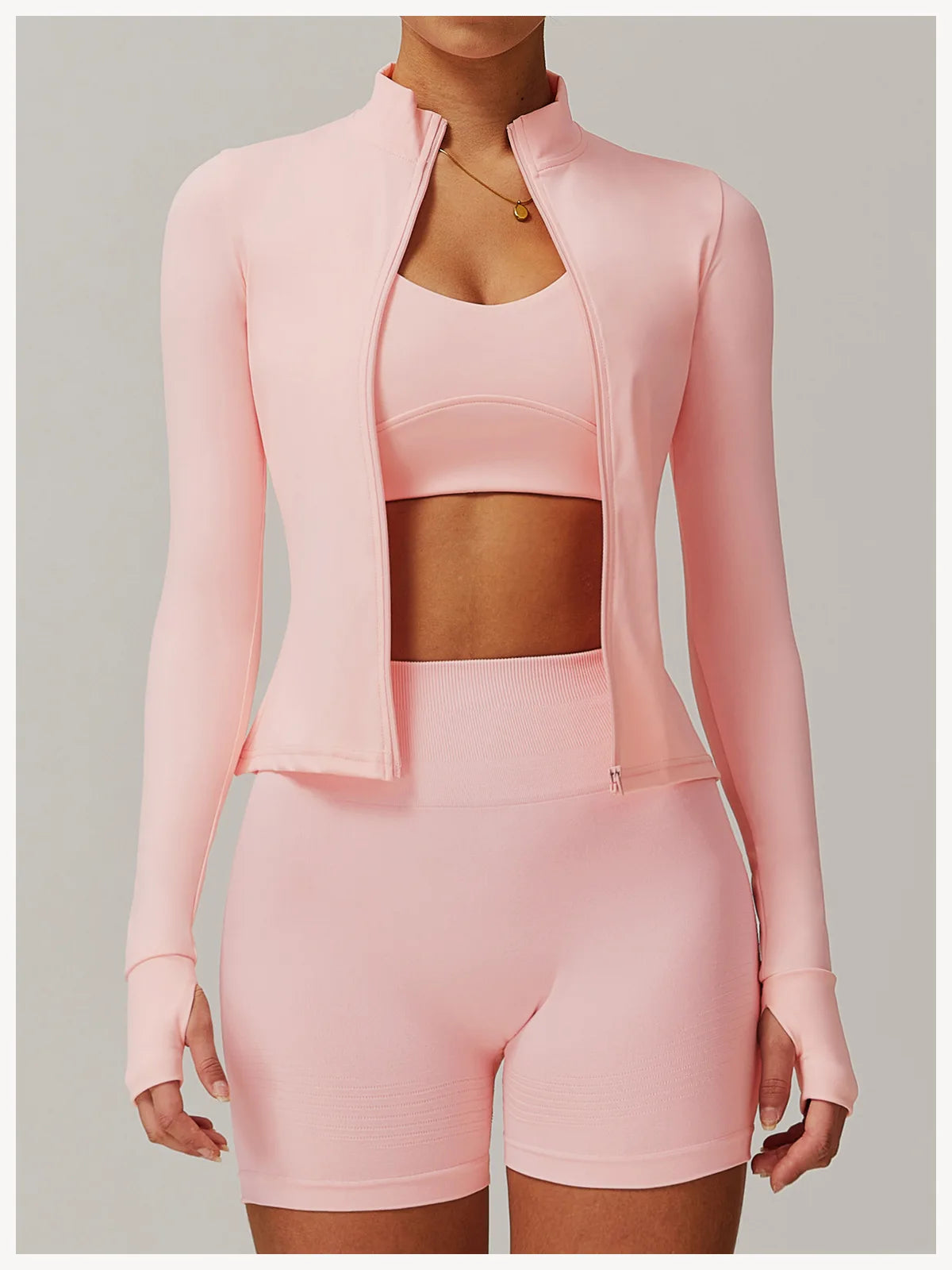 Women's Zip Long Sleeve Yoga Jacket – Slim Fit Gym Training Top