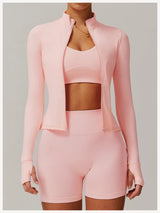 Women's Zip Long Sleeve Yoga Jacket – Slim Fit Gym Training Top