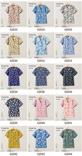 Collection of colorful printed tops in various styles and designs, showcasing vibrant patterns and casual wear.