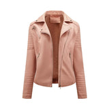 Women's Faux Leather Lapel Biker Jacket