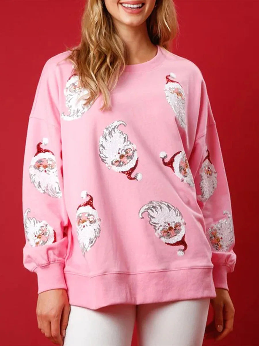 Women's Santa Claus Sequin Sweatshirt