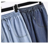 Women Ice Silk Wide Leg Jeans