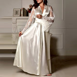Women Ice Silk Pajama Nightdress Sexy Sleepwear 2025