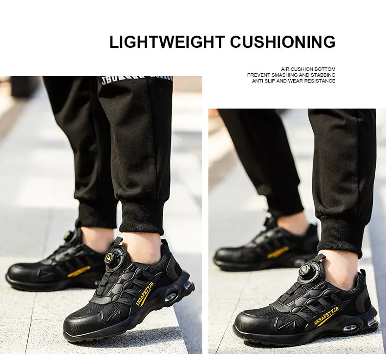Men Air Cushion Steel Toe Safety Sneakers