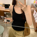 Basic Ribbed O-Neck Camisole Tank Top