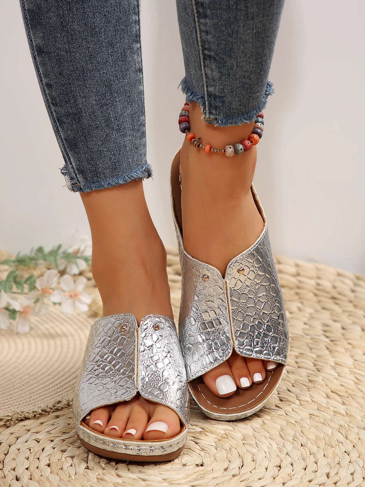 Women Huarache Wedge Sandals Summer Slides