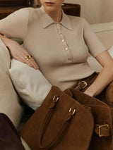 Women's Ribbed Short Sleeve Pullover