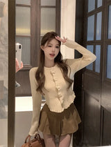 Women Cropped Floral Knit Cardigan