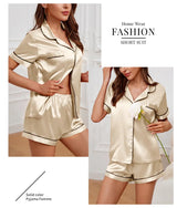 Women Satin Button Down Pajama Set
