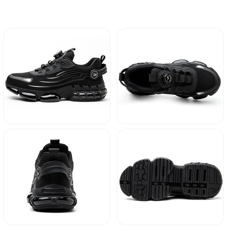 Men Rotating Button Steel Toe Safety Shoes