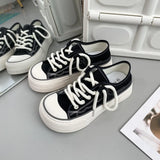 Women Canvas Sneakers Non Slip Lace Up Flats