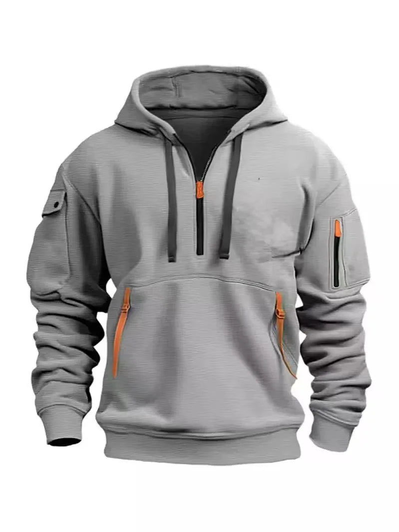 Men's Plus Size Hoodie – Streetwear Multi-Pocket