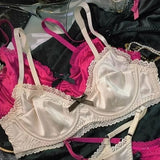 Women Ice Silk Bra Set