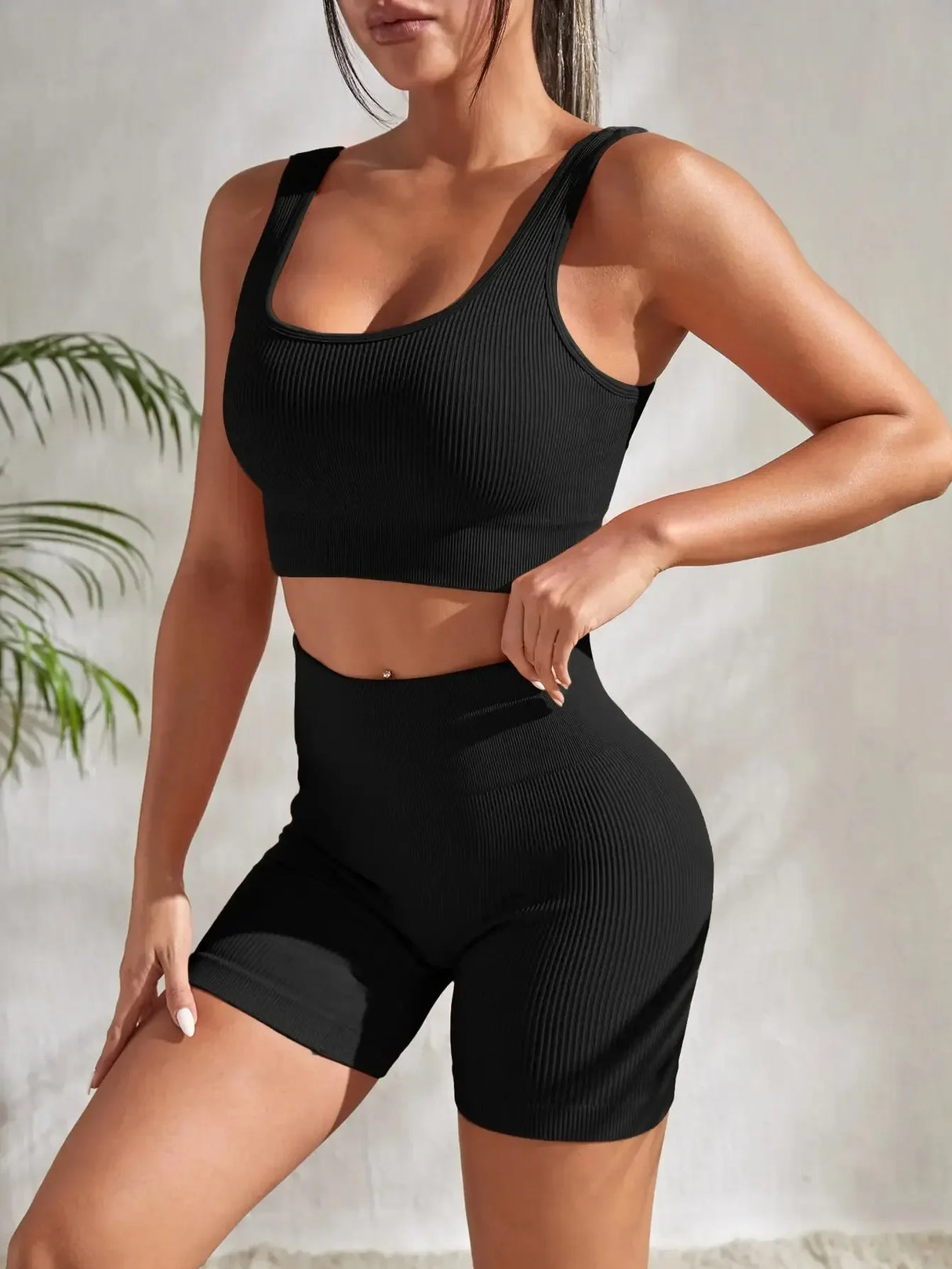 Women Seamless Ribbed Yoga Set