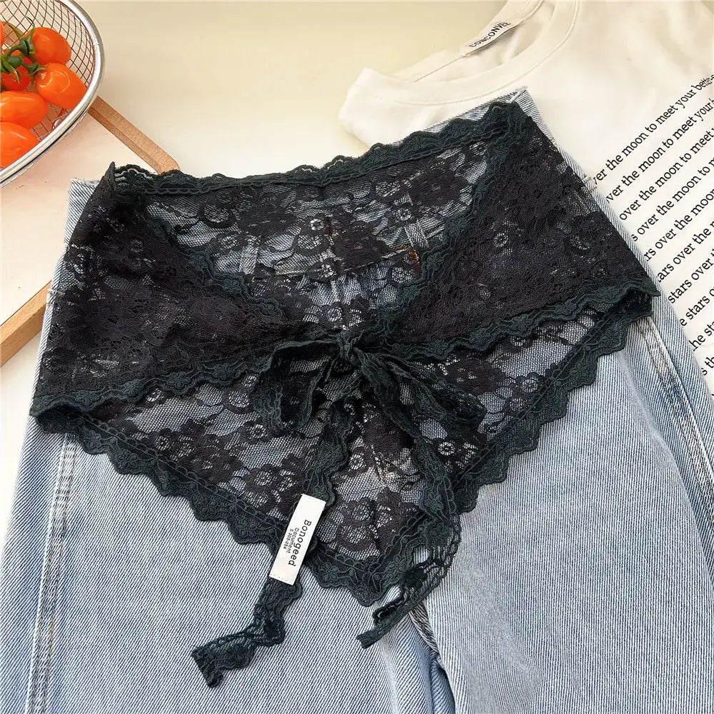 Women Embroidered Lace Mini Apron Skirt