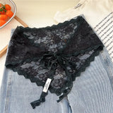 Women Embroidered Lace Mini Apron Skirt