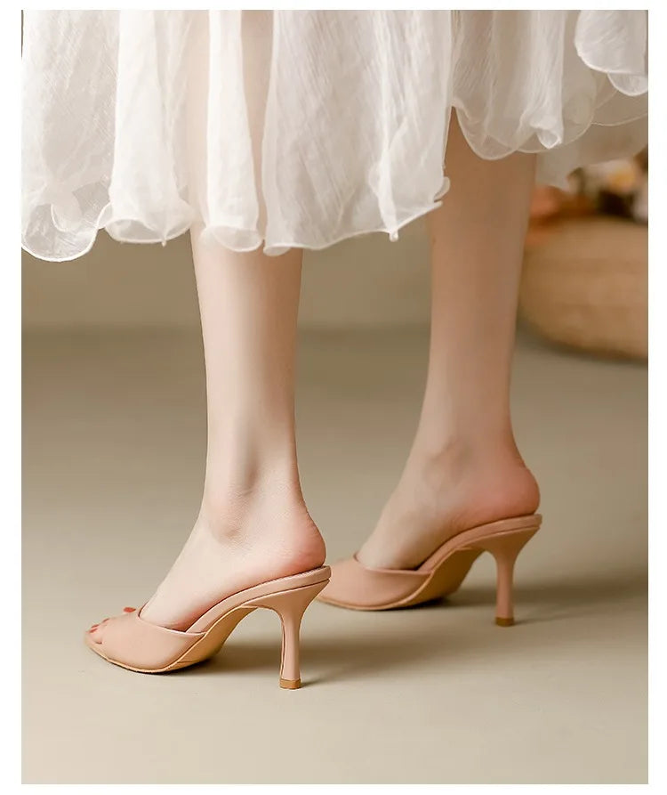 Slim Heel Pointed Toe Patent Slippers – 2025