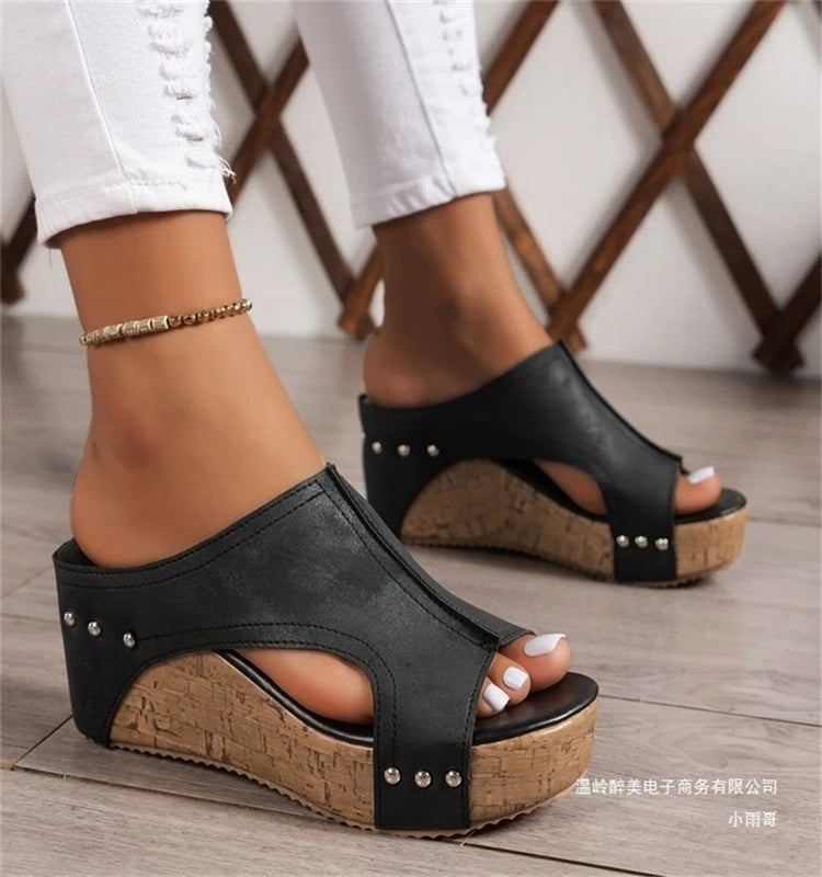 Women Elegant Wedge Sandals Casual Slides