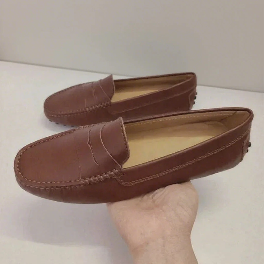 Women Flats 2025 Genuine Leather Slip-On Loafers