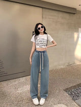 Women Silk Washed Wide Leg Jeans