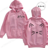 Women Cat Print Zip Hoodie Jacket Streetwear Coat