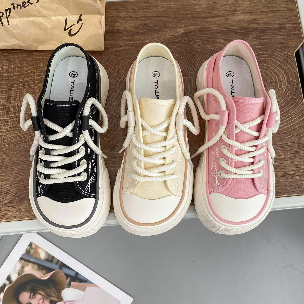 Women Canvas Sneakers Non Slip Lace Up Flats