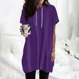 Women Oversized Short Sleeve Hoodie