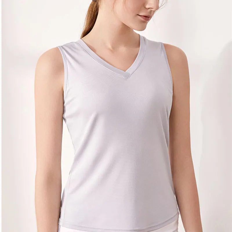 Silkaire™ 100% Mulberry Silk V-neck strap top for women, lightweight premium sleepwear camisole.