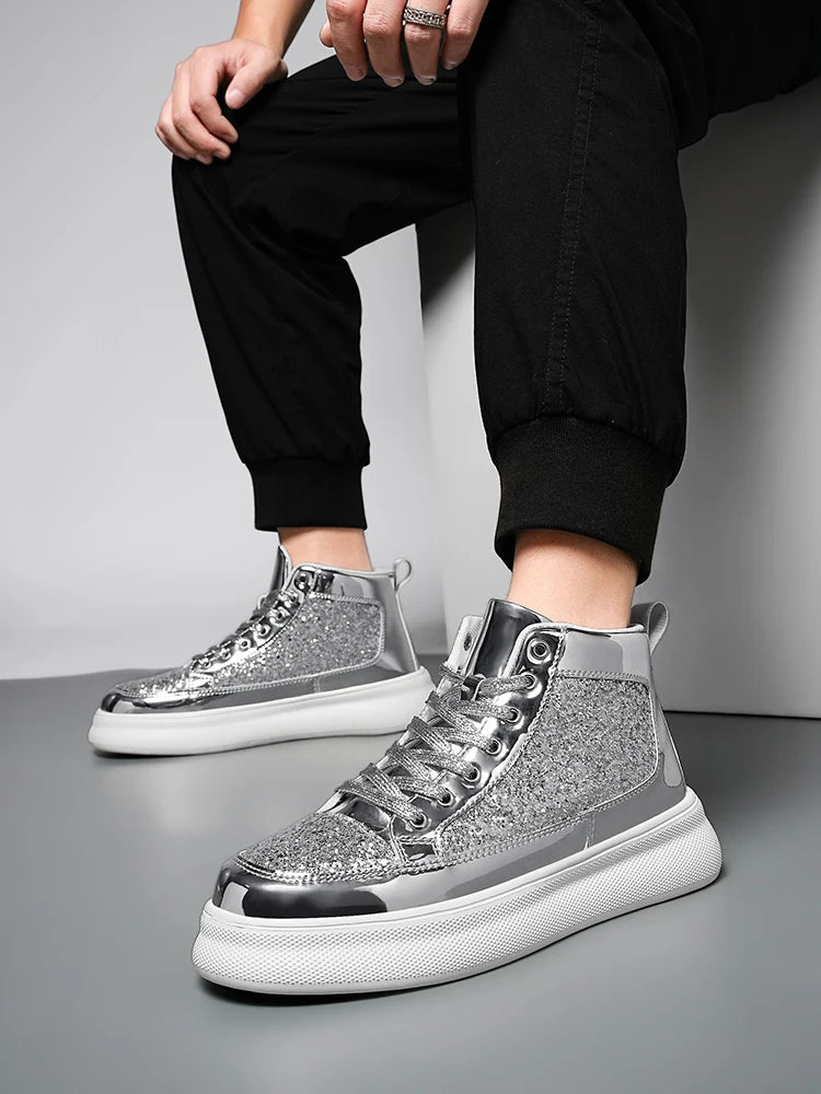 Pink Bling High Top Fashion Skate Shoes