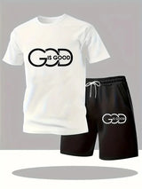 Men Streetwear T-Shirt & Shorts Set