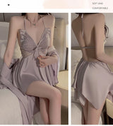 Women Bow Robe Sleep Set