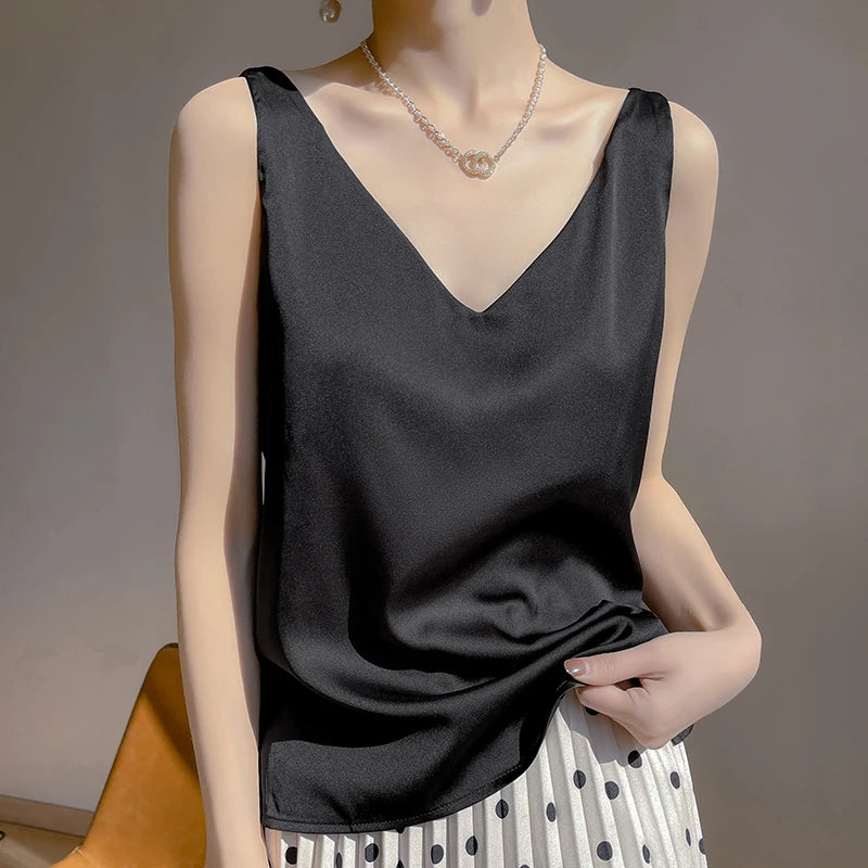 Office Lady V‑Neck Casual Tank Top