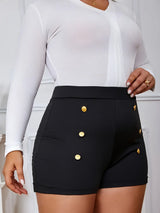 Women Plus Size Button Detail Shorts