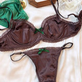Women Ice Silk Bra Set