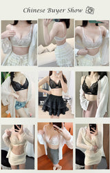 Women Wireless Lace Bra Set