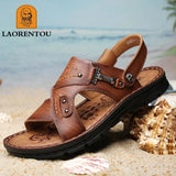 Men Leather Buckle Casual Sandals