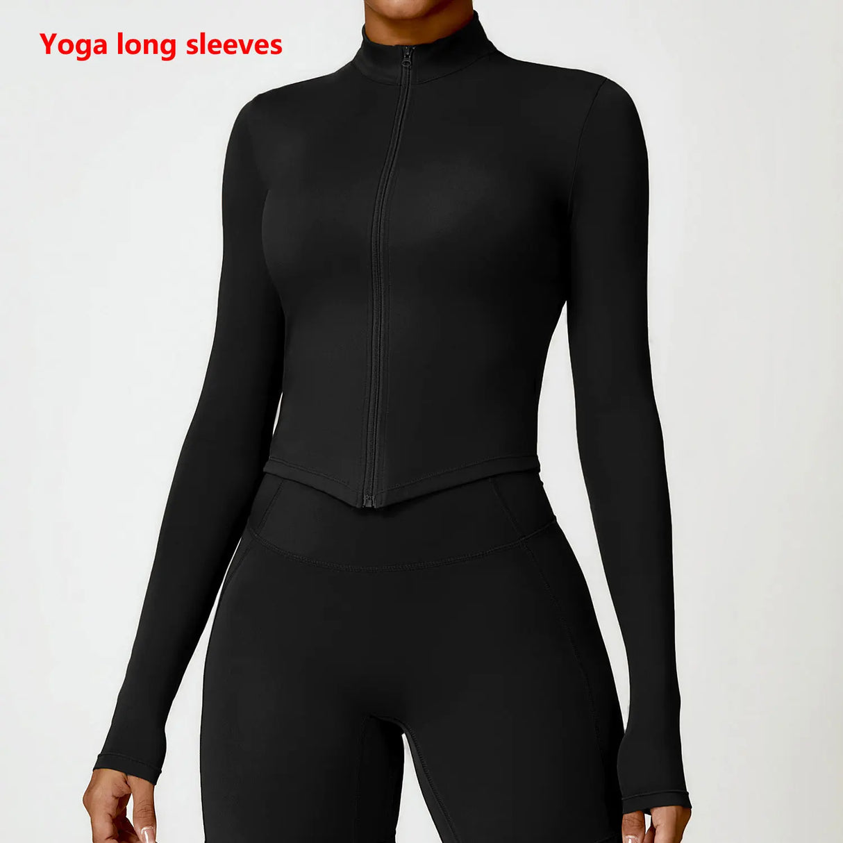Women's Zip Long Sleeve Yoga Jacket – Gym Push-Up Sportswear Top