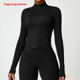 Women's Zip Long Sleeve Yoga Jacket – Gym Push-Up Sportswear Top