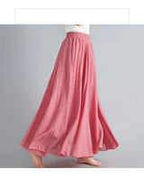 Women Cotton Linen Maxi Skirt