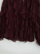 Rufflynn™ – Translucent Ruffle Blouse (V-Neck, Hollow-Out Chic for Spring/Summer)
