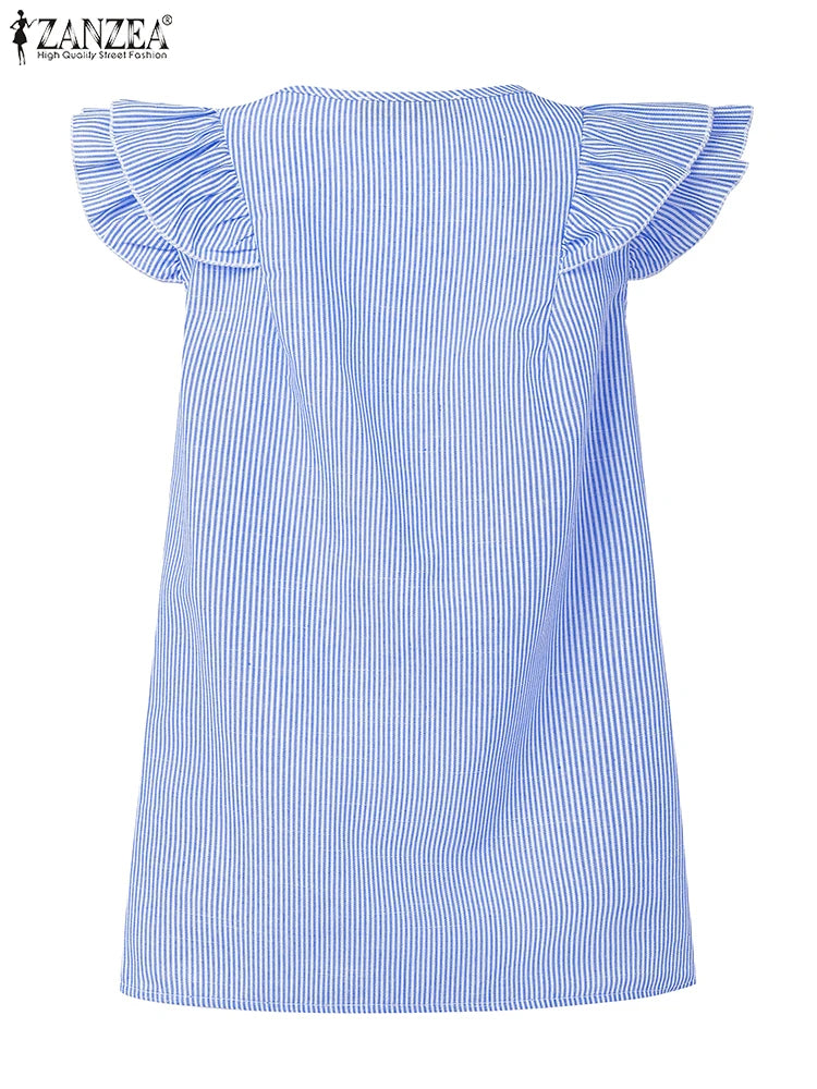 Women Striped Sleeveless V-Neck Top