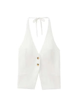 Front Button Halter Backless Camisole Tank